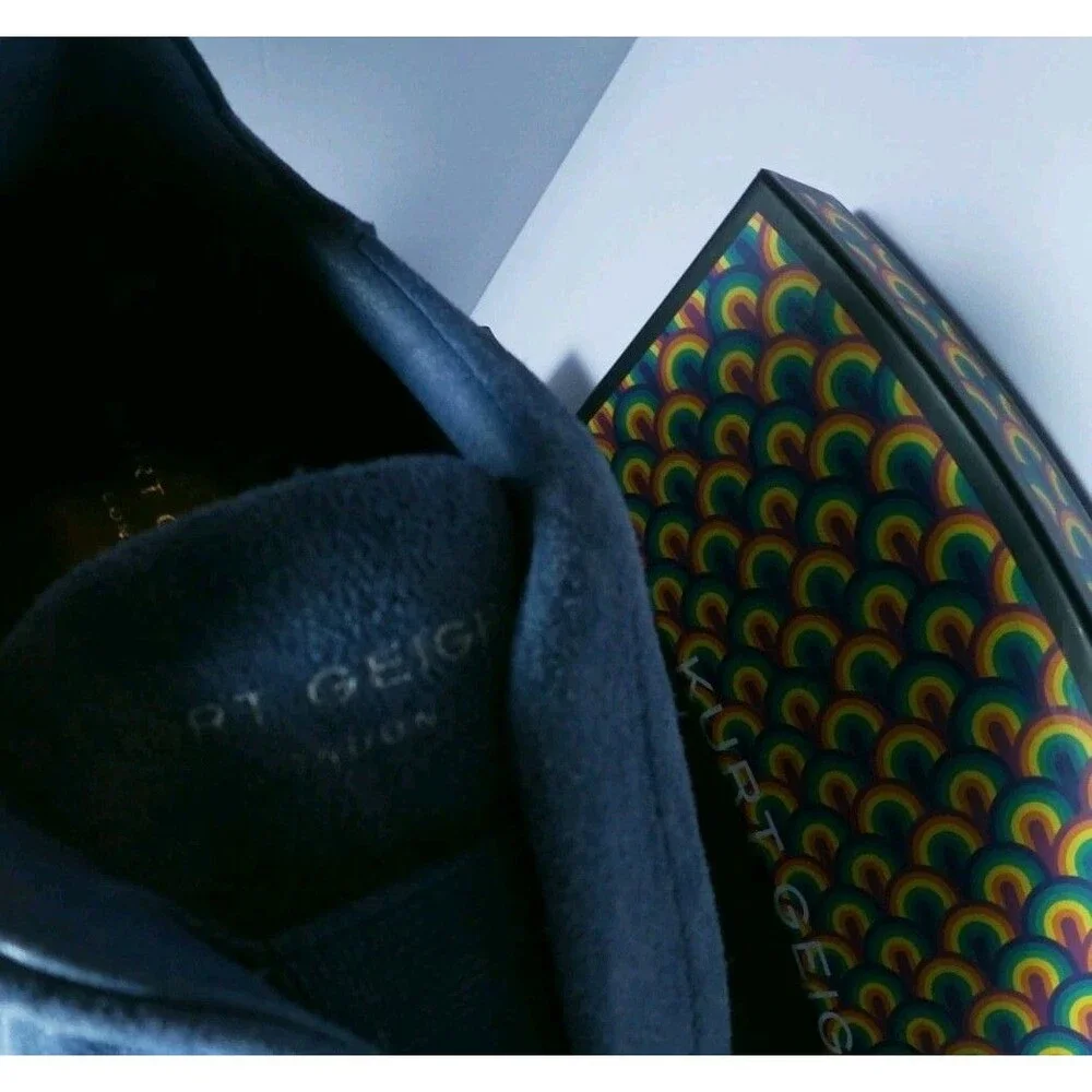 Kurt Geiger London Men's Lennon Slip on Blue Suede Sneakers Us 13 Used with box